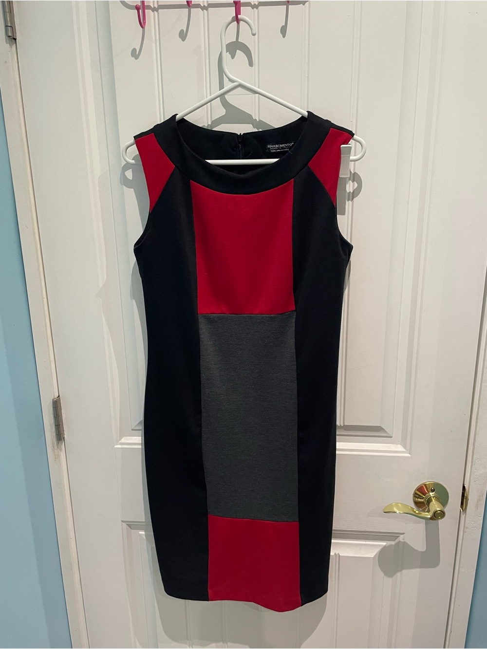 Rinascimento Black & Red Colorblock Midi Dress